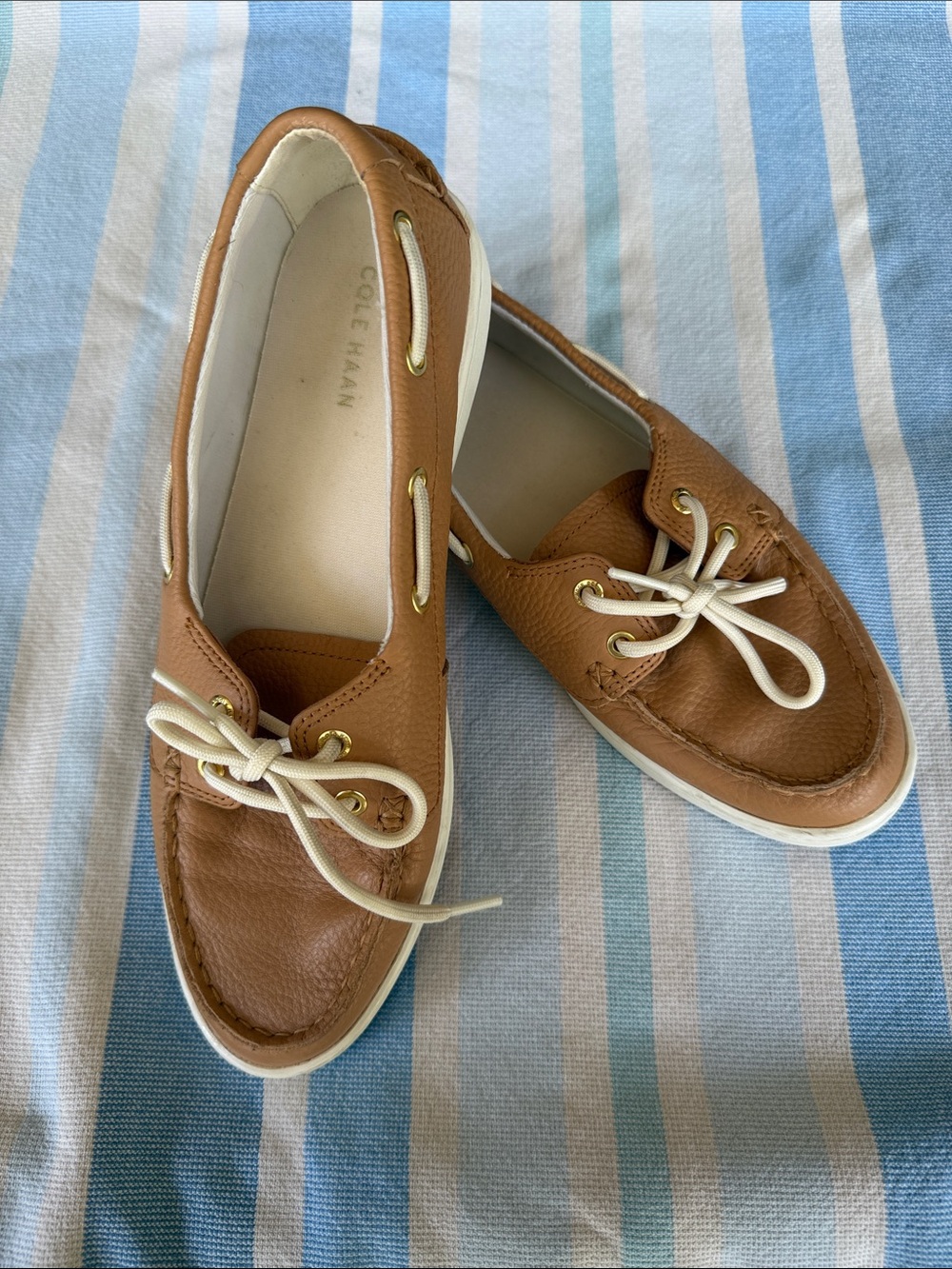 Cole Haan Tan Leather Moccasin Boat Shoes